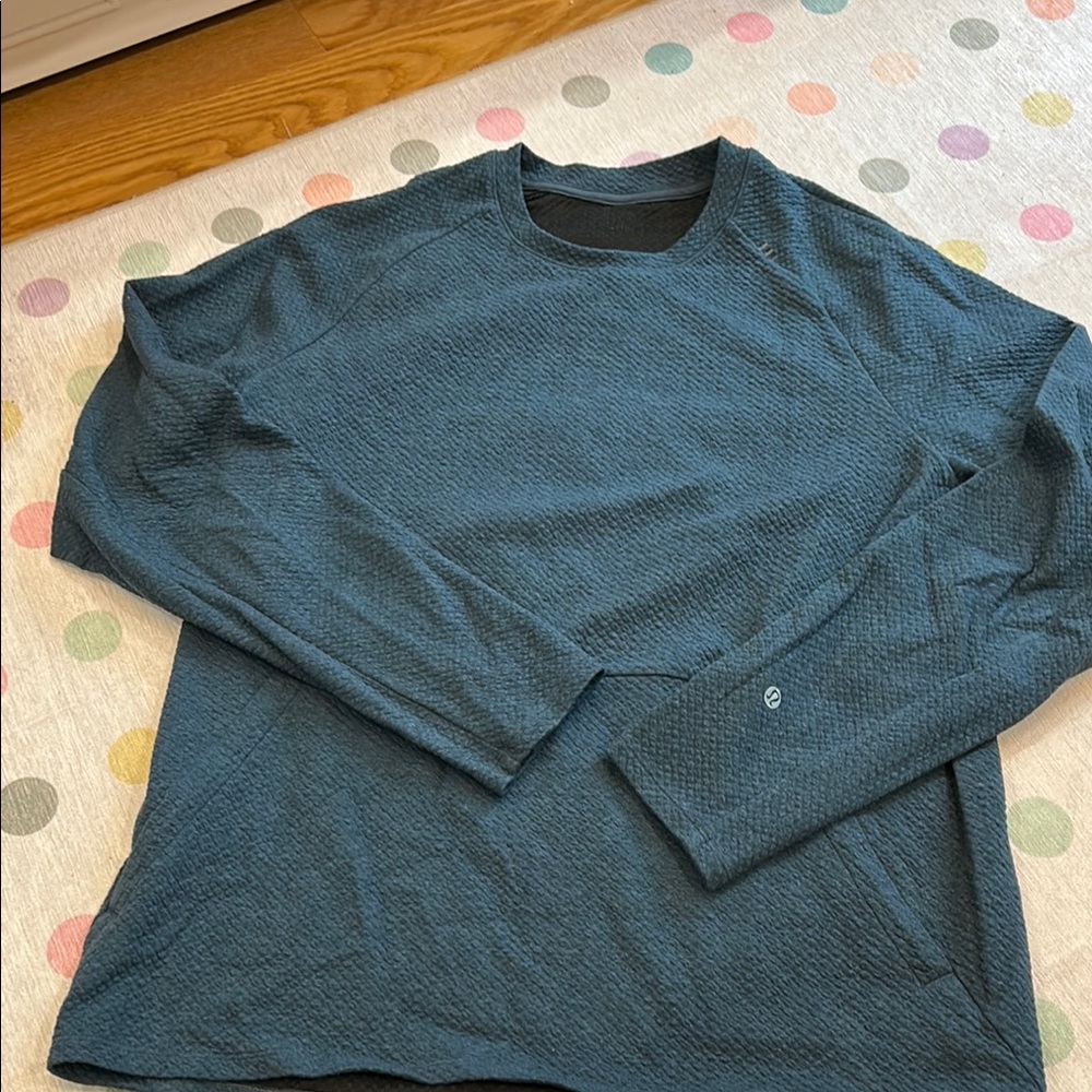 Blue Textured Long Sleeve Shirt/sweatshirt